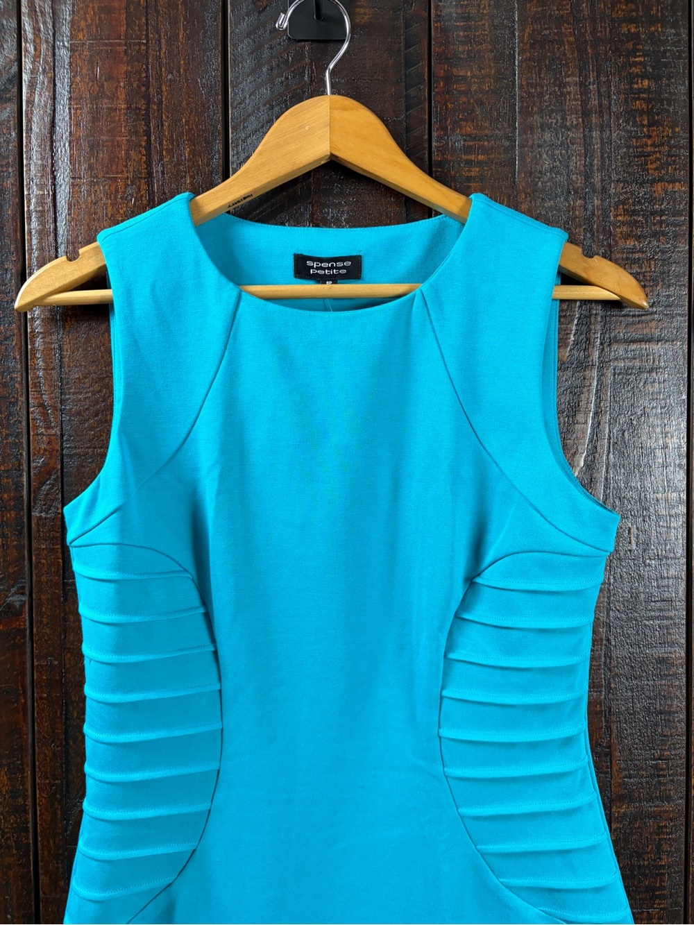 Spense Sleeveless Turquoise Sheath Dress 6 Petite - Picture 3 of 6